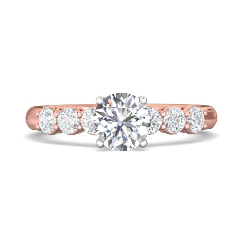 FlyerFit&reg; 14K Pink Gold Shank And White Gold Top Channel and Shared Prong Engagement Ring