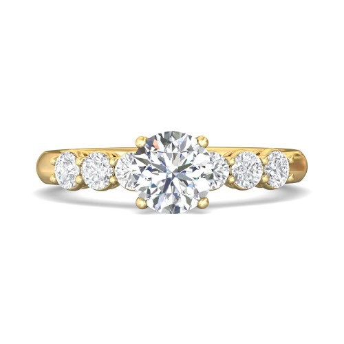 FlyerFit&reg; 14K Yellow Gold Channel and Shared Prong Engagement Ring