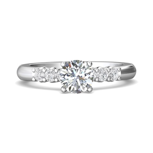 FlyerFit&reg; 18K White Gold Channel and Shared Prong Engagement Ring