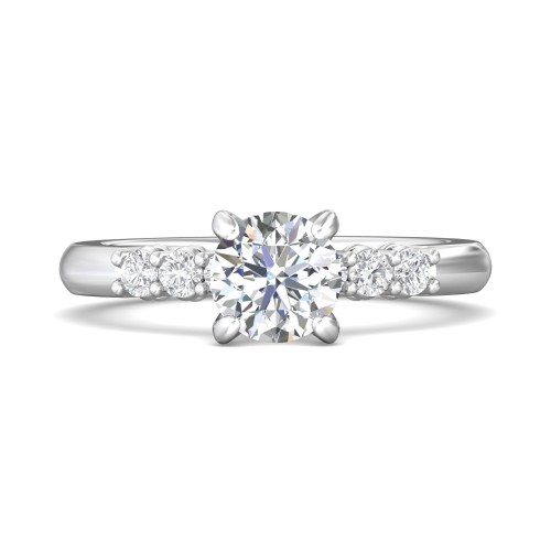 FlyerFit&reg; 14K White Gold Channel and Shared Prong Engagement Ring
