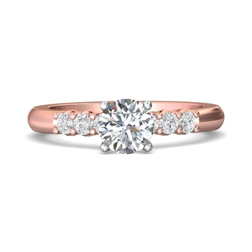 FlyerFit&reg; 14K Pink Gold Shank And White Gold Top Channel and Shared Prong Engagement Ring