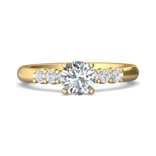 FlyerFit&reg; 18K Yellow Gold Channel and Shared Prong Engagement Ring