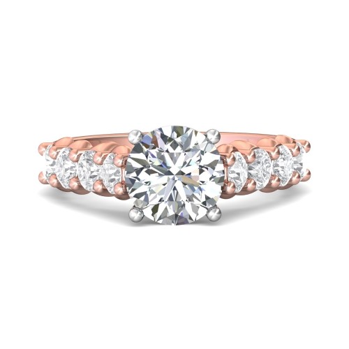 FlyerFit&reg; 18K Pink Gold Shank And White Gold Top Encore Engagement Ring