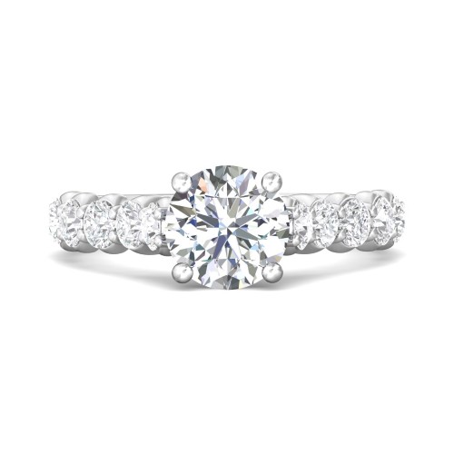 FlyerFit&reg; 18K White Gold Channel and Shared Prong Engagement Ring