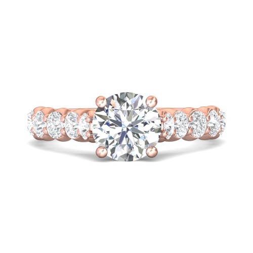 FlyerFit&reg; 18K Pink Gold Channel and Shared Prong Engagement Ring