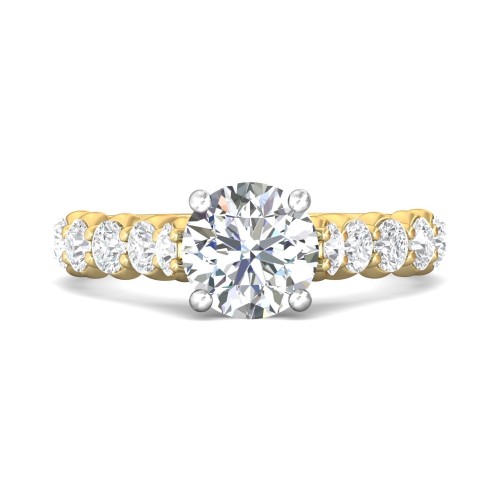 FlyerFit&reg; 18K Yellow Gold Shank And White Gold Top Channel and Shared Prong Engagement Ring