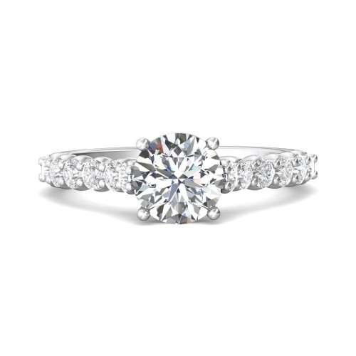 FlyerFit&reg; 18K White Gold Channel and Shared Prong Engagement Ring