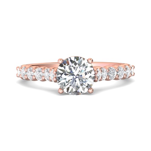 FlyerFit&reg; 14K Pink Gold Channel and Shared Prong Engagement Ring