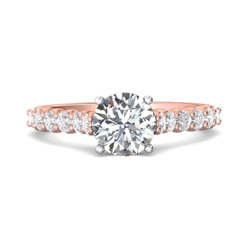 FlyerFit&reg; 14K Pink Gold Shank And White Gold Top Channel and Shared Prong Engagement Ring