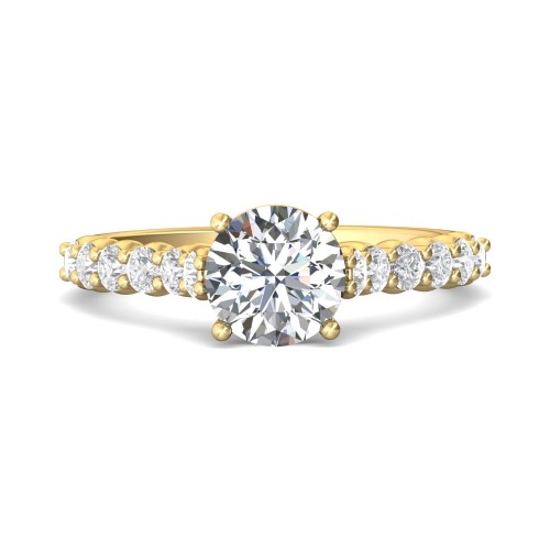 FlyerFit&reg; 18K Yellow Gold Channel and Shared Prong Engagement Ring