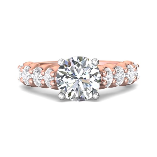 FlyerFit&reg; 18K Pink Gold Shank And White Gold Top Encore Engagement Ring