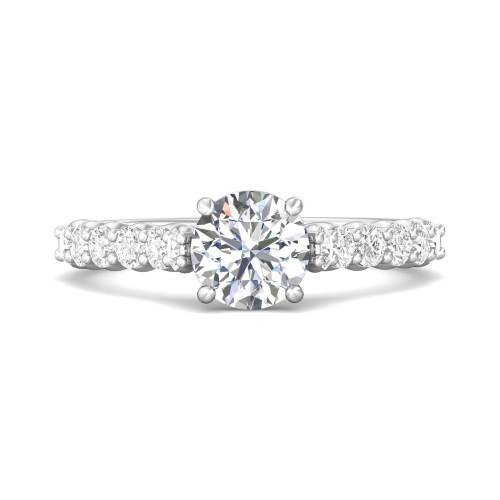 FlyerFit&reg; 18K White Gold Channel and Shared Prong Engagement Ring
