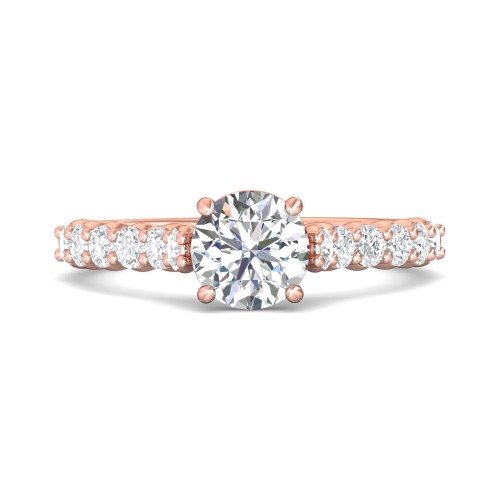 FlyerFit&reg; 14K Pink Gold Channel and Shared Prong Engagement Ring