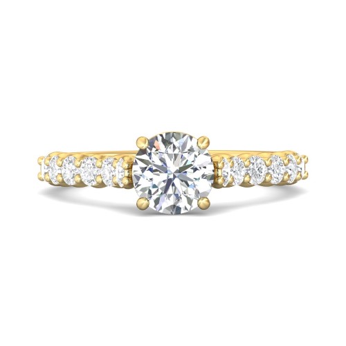 FlyerFit&reg; 14K Yellow Gold Channel and Shared Prong Engagement Ring