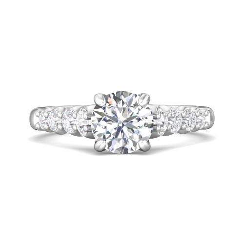 FlyerFit&reg; 14K White Gold Channel and Shared Prong Engagement Ring