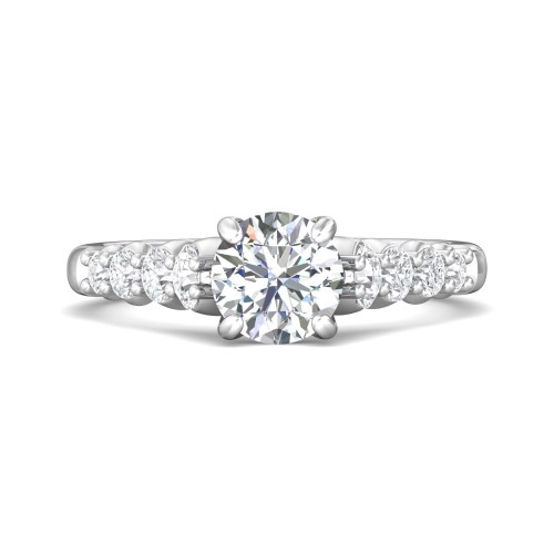 FlyerFit® 14K White Gold Channel and Shared Prong Engagement Ring