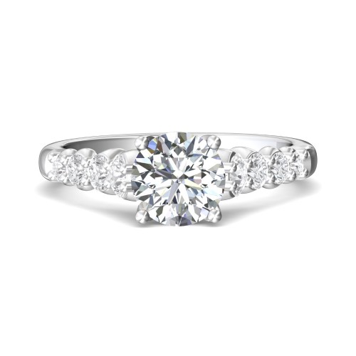 FlyerFit&reg; 18K White Gold Channel and Shared Prong Engagement Ring