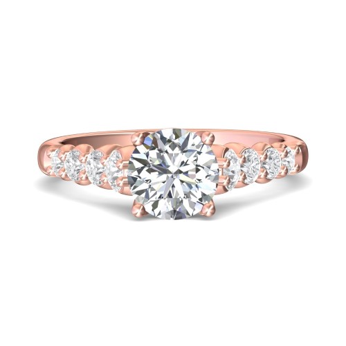 FlyerFit® 14K Pink Gold Channel and Shared Prong Engagement Ring