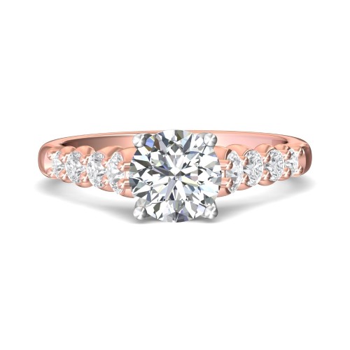 FlyerFit® 14K Pink Gold Shank And White Gold Top Channel and Shared Prong Engagement Ring