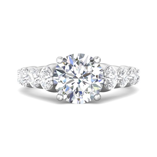 FlyerFit&reg; 14K White Gold Channel and Shared Prong Engagement Ring