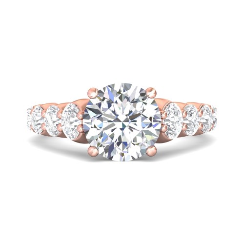 FlyerFit&reg; 18K Pink Gold Channel and Shared Prong Engagement Ring