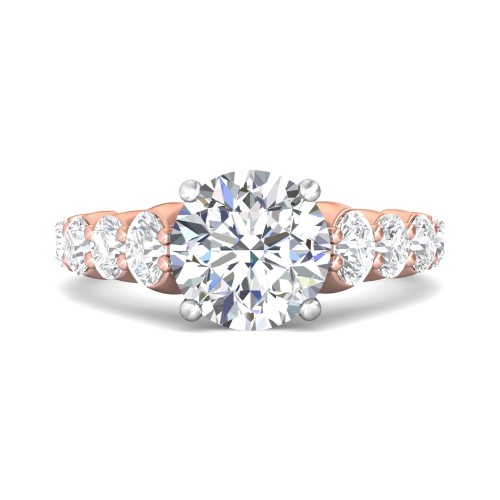 FlyerFit&reg; 18K Pink Gold Shank And White Gold Top Channel and Shared Prong Engagement Ring