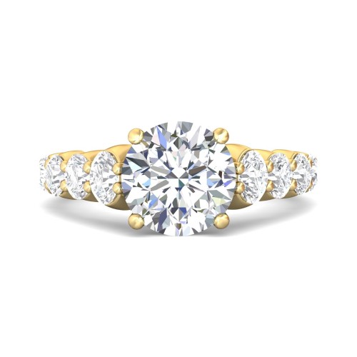 FlyerFit&reg; 18K Yellow Gold Channel and Shared Prong Engagement Ring