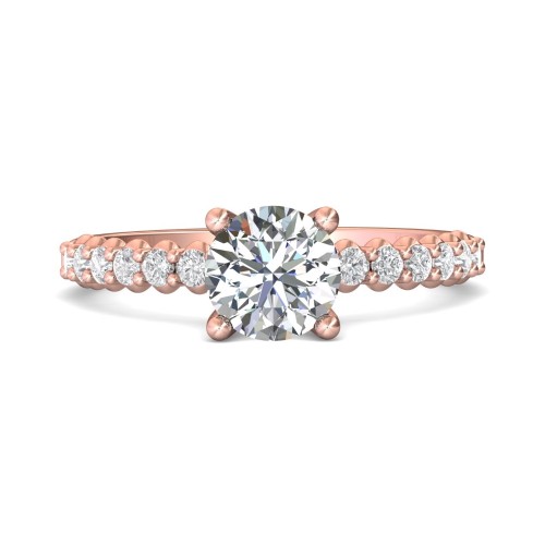 FlyerFit&reg; 18K Pink Gold Channel and Shared Prong Engagement Ring