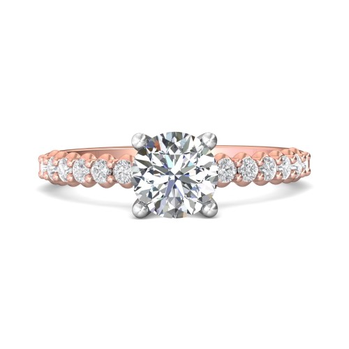 FlyerFit&reg; 14K Pink Gold Shank And White Gold Top Channel and Shared Prong Engagement Ring