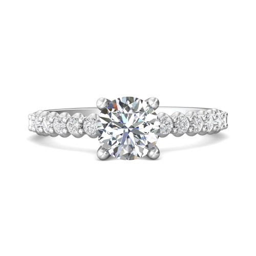 FlyerFit&reg; 14K White Gold Channel and Shared Prong Engagement Ring