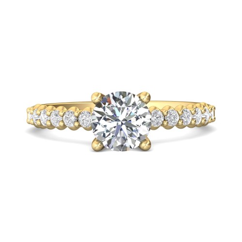 FlyerFit&reg; 14K Yellow Gold Channel and Shared Prong Engagement Ring