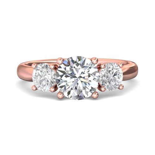 FlyerFit&reg; 14K Pink Gold Three Stone Engagement Ring