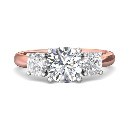 FlyerFit&reg; 14K Pink Gold Shank And White Gold Top Three Stone Engagement Ring