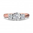 FlyerFit® 18K Pink Gold Shank And White Gold Top Three Stone Engagement Ring