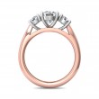 FlyerFit® 18K Pink Gold Shank And White Gold Top Three Stone Engagement Ring