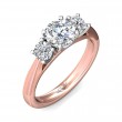 FlyerFit® 18K Pink Gold Shank And White Gold Top Three Stone Engagement Ring