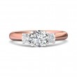 FlyerFit® 18K Pink Gold Shank And White Gold Top Three Stone Engagement Ring