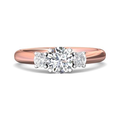 FlyerFit&reg; 14K Pink Gold Shank And White Gold Top Three Stone Engagement Ring