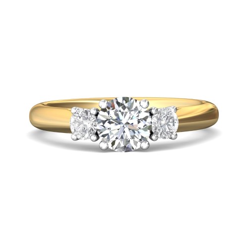 FlyerFit&reg; 14K Yellow and 14K White Gold Three Stone Engagement Ring