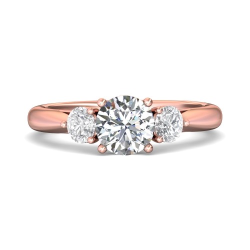 FlyerFit&reg; 18K Pink Gold Three Stone Engagement Ring