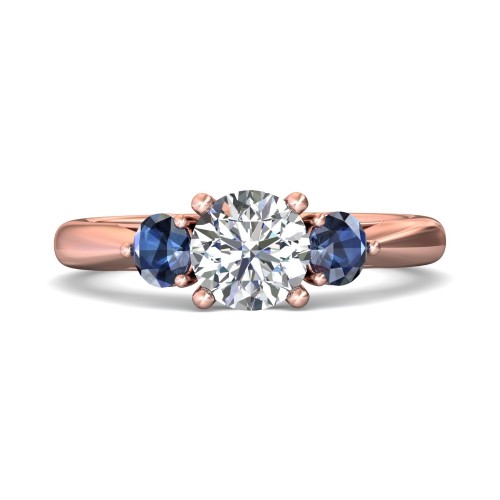 FlyerFit&reg; 18K Pink Gold Three Stone Engagement Ring