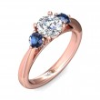 FlyerFit® 18K Pink Gold Three Stone Engagement Ring