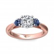 FlyerFit® 18K Pink Gold Shank And White Gold Top Three Stone Engagement Ring