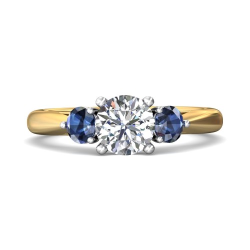 FlyerFit&reg; 18K Yellow Gold Shank And White Gold Top Three Stone Engagement Ring