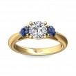 FlyerFit® 18K Yellow Gold Three Stone Engagement Ring