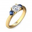 FlyerFit® 18K Yellow Gold Three Stone Engagement Ring
