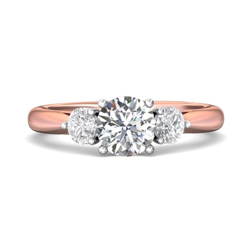 FlyerFit&reg; 14K Pink Gold Shank And White Gold Top Three Stone Engagement Ring