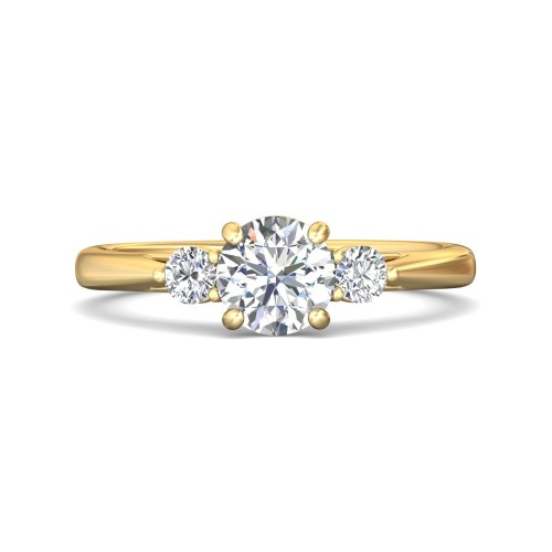FlyerFit® 18K Yellow Gold Three Stone Engagement Ring