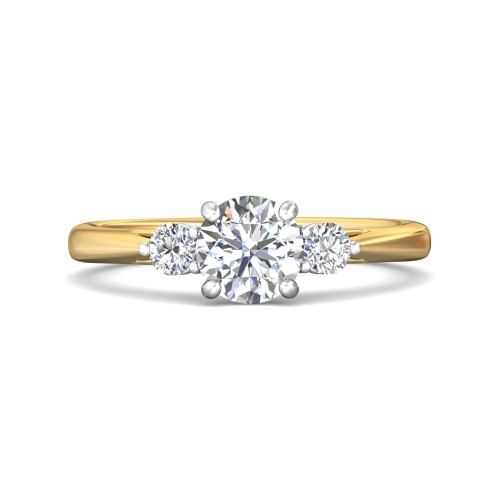 FlyerFit® 14K Yellow and 14K White Gold Three Stone Engagement Ring