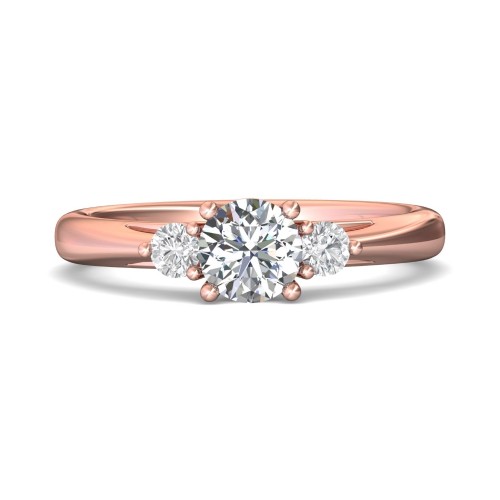 FlyerFit&reg; 14K Pink Gold Three Stone Engagement Ring